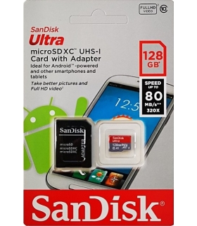 کارت حافظه microSDXC سن دیسک مدل Ultra کلاس10 همراه با آداپتور SD ظرفیت 128 گیگابایت