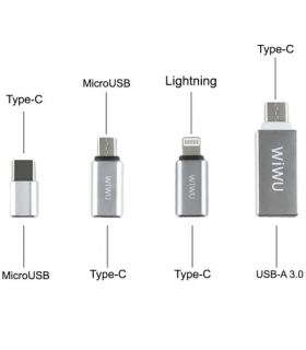 مبدل USB به microUSB/USB-C/لایتنینگ ویوو مدل Z600 مجموعه 4 عددی