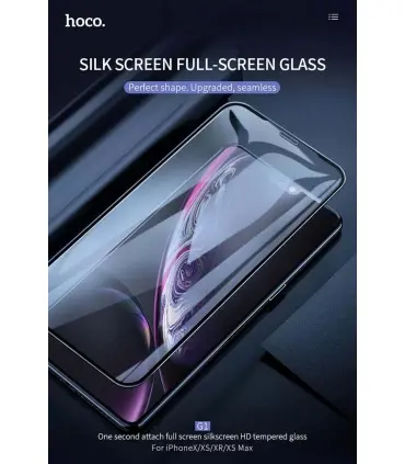 محافظ تمام صفحه برند هوکو HOCO G1 Flash Attach HD Silk Printing Full Screen Tempered Glass Iphone 11Pro Max
