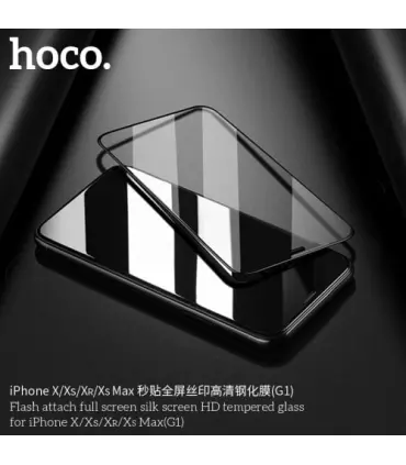 محافظ تمام صفحه برند هوکو HOCO G1 Flash Attach HD Silk Printing Full Screen Tempered Glass Iphone XS Max