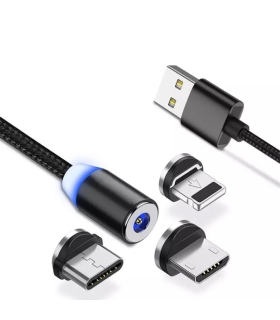 کابل مگنتی سه سر USB به لایتنینگ / microUSB / USB-C ترانیو مدل XS4