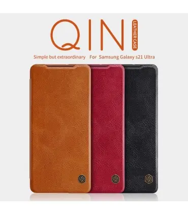 کیف چرمی نیلکین سامسونگ Nillkin Qin Leather Case Samsung S21 Ultra