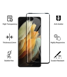 برچسب گلس فول چسب Full Glass Screen Protector For Samsung Galaxy S21 Ultra