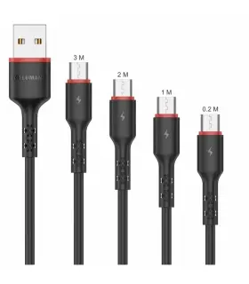 کابل تبدیل USB به microUSB کلومن پلاس مدل K4+ مجموعه 4 عددی