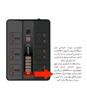 چند راهی برق کلومن پلاس مدل KS-3+ شارژ سریع و قابلیت PD