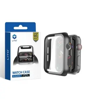قاب محافظ و گلس لیتو مدل +S مناسب برای ساعت هوشمند اپل واچ 44mm