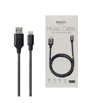 کابل موزیک USB به micro-usb یسیدو مدل CA-T6 طول 1.2 متر 2.4 آمپر