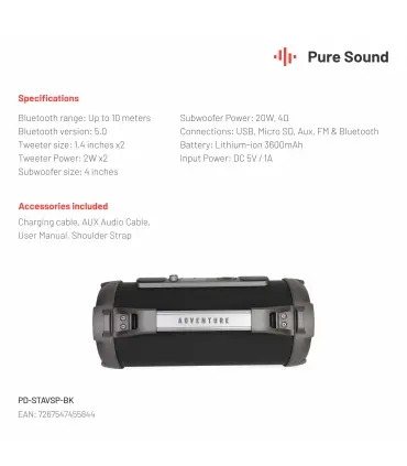 اسپیکر بلوتوثی قابل حمل پورودو Soundtec Adventure Portable