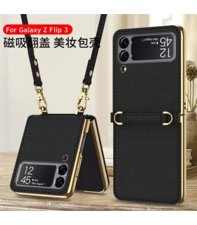 کاور چرم 360 درجه اویزدار اورجینال لاکچری GKK سامسونگ Galaxy Z FLIP 3