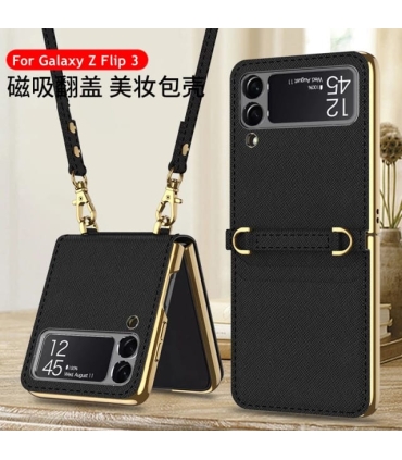 کاور چرم 360 درجه اویزدار اورجینال لاکچری GKK سامسونگ Galaxy Z FLIP 3