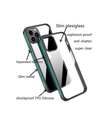 قاب شفاف بامپر فلزی آیفون 13 پرو مکس سولادا Sulada iPhone 13 Pro Max Nano Glass Metal Bumper Case