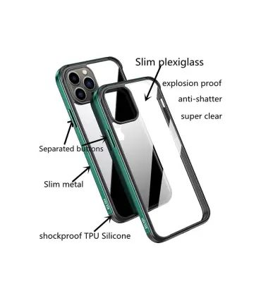 قاب شفاف بامپر فلزی آیفون 13 پرو سولادا Sulada iPhone 13 Pro Nano Glass Metal Bumper Case