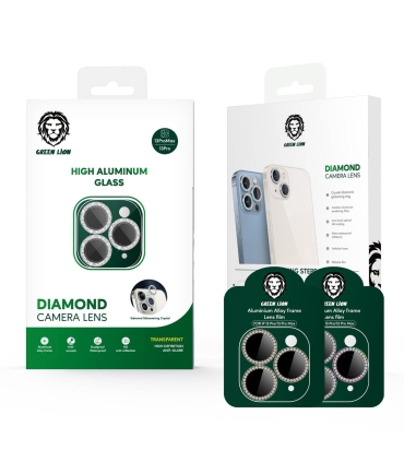گلس لنز نگین دار رینگی گرین Camera Lens Green Lion Diamond Camera Lens iPhone 13 Pro Max/13 Pro