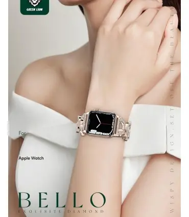 بند اپل واچ الماسی گرین مدل exquisite diamond bello green 42/44/45 MM