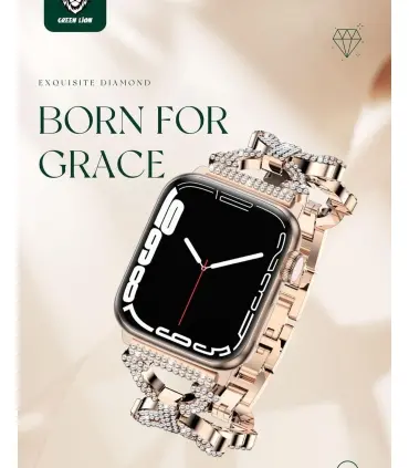 بند اپل واچ الماسی گرین مدل exquisite diamond bello green 42/44/45 MM
