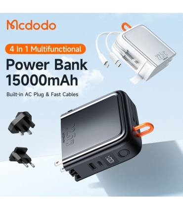 پاوربانک و شارژر CH-117 Built-in Cables & Convertible AC Plug 22.5W Power Bank 15000mAh