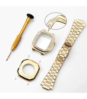 بند و کاور لاکچری فلزی نگین دار اپل واچ Case apple watch 45/44mm Luxury