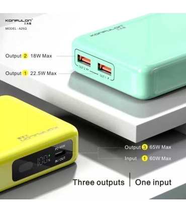 پاپاوربانک سوپر فست شارژ کانفلون Konfulon A25Q 20000mAh Power Bank 65W
