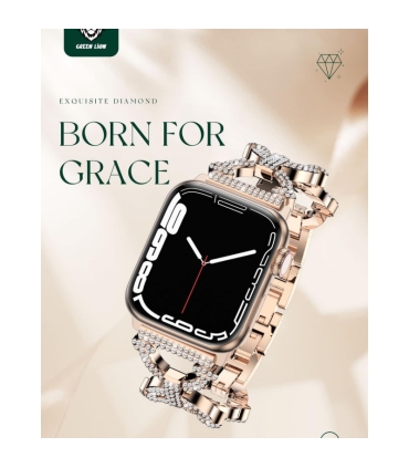 بند اپل واچ الماسی گرین مدل exquisite diamond bello green 49 MM