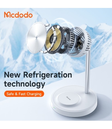 هولدر شارژر وایرلس و فن خنک کننده 15 واتی مک دودو مدل MCDODO CH-215 به همراه کابل شارژ