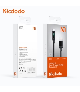 کابل شارژ سریع تایپ سی 66 واتی مک دودو مدل MCDODO CA-1080 داراي نمایشگر دیجیتال