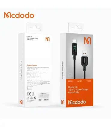 کابل شارژ سریع تایپ سی 66 واتی مک دودو مدل MCDODO CA-1080 داراي نمایشگر دیجیتال