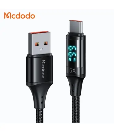 کابل شارژ سریع تایپ سی 66 واتی مک دودو مدل MCDODO CA-1080 داراي نمایشگر دیجیتال