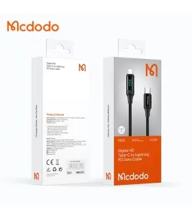 کابل شارژ و انتقال داده تایپ سی به لایتنینگ مک دودو مدل MCDODO CA-1030 دارای نمایشگر دیجیتال