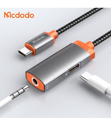 تبدیل تایپ سی به جک 3.5 میلیمتری AUX+پورت تایپ سی مک دودو مدل MCDODO CA-0500