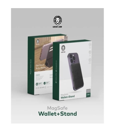جا کارتی و استند مگ سیف گرین Green Lion MagSafe Wallet + Stand GNMGWSTBK