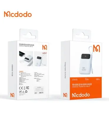 پاوربانک 20 وات 10000 مک دودو مدل MCDODO MC-324 با کابل متصل تایپ سی