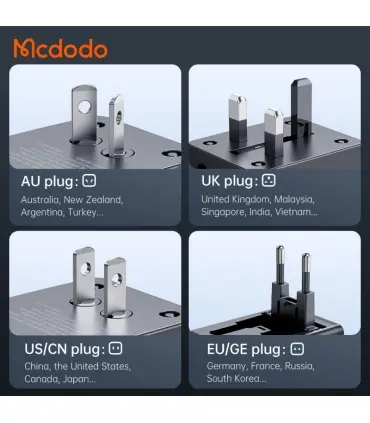 آداپتور شارژ سریع و تبدیل پریز همه کاره مسافرتی مک دودو مدل MCDODO CP-4120