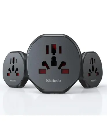 تبدیل برق مک دودو مدل Universal Travel Adapter Macdodo C-455| تبدیل برق مک دودو دارایه تبدیل US, EU, AU, UK, CN-1, CN-2 قابلیت متصل کردن تمامی اداپتورها کیفیت ساخت بالا ساخته شده توسط برند مشهور مک دودو 