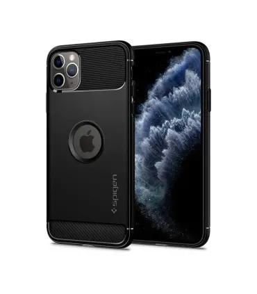 قاب اسپیگن آیفون Spigen Rugged Armor Case Apple iPhone 11 Pro|Spigen Rugged Armor Case Apple iPhone 11 Proطراحی الهام گرفته از فیبر کربن در ساخت خودرو &nbsp;مشکی مات برای احساس خوب در استفاده روزمره فوق العاده باریک و سبک دارای درجه Mil-grade با فناوری کوسن هوای فشرده سازگار با شارژر بی سیم