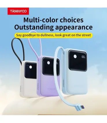 پاوربانک 20 هزار میلی امپر ترانیو مدل Power Bank Tranyoo T-K12| پاوربانک  دار برند ترانیو مدل T-K12 20 هزار میلی امپر 22.0 وات رنگ بندی زیبا و خاص ساخته شده برند معتبر ترانیو 