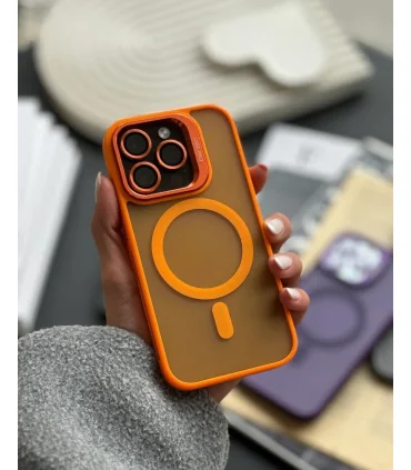 قاب مگسیف دار کریتیو ایفون 15 پرو مکس Case Magsafe Creative Iphone 15 Pro Max|مناسب ایفون 15 پرو مکسمگسیف قویهمراه گلس لنزدارایی استندمقاوم در برابر ضربهمحفظه خروج هواپشت مات