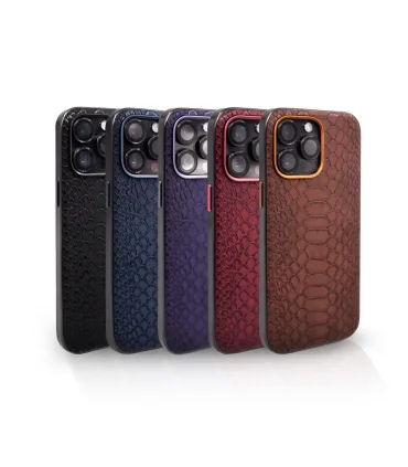 قاب چرمی پوست ماری مک کوی ایفون 14 پرو مکس LEATHER SNAKESKIN CASE MACCOY IPHONE 14 PRO MAX|مک کوی MACCOY