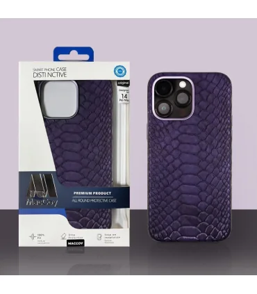 قاب چرمی پوست ماری مک کوی ایفون 14 پرو مکس LEATHER SNAKESKIN CASE MACCOY IPHONE 14 PRO MAX|مک کوی MACCOY