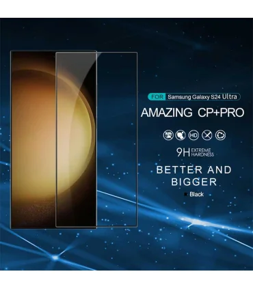 گلس نیلکین اس 24 اولترا Glass Nillkin CP PRO S24 ULTRA|منسب گلکسی اس 24 اولترا ساخته شده از مواد شیشه ای AGC با قدرت دفاعی بالا ضد اثر انگشت تمام چسب و تمام صفحه ضخامت &nbsp;0.33 میلی متر ضد ضربه و ضد خش برند اورجینال نیلکین