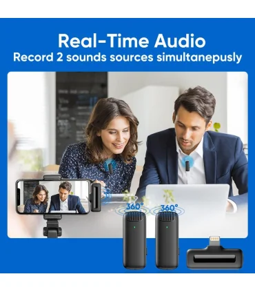 میکروفون بی سیم 2 عددی مخصوص ایفون Pack 2 Wireless Microphones with for iPhone| میکروفون بی سیم 2 عددی مخصوص ایفون Pack 2 Wireless Microphones with Charging Case for iPhoneمناسب ایفون 2 عدد فرستنده (میکروفون) 1عدد گیرنده همراه کیس محافظ کیفیت خوب دارای نویز کنسلینگ 