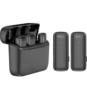 میکروفون بی سیم 2 عددی مخصوص ایفون Pack 2 Wireless Microphones with for iPhone| میکروفون بی سیم 2 عددی مخصوص ایفون Pack 2 Wireless Microphones with Charging Case for iPhoneمناسب ایفون 2 عدد فرستنده (میکروفون) 1عدد گیرنده همراه کیس محافظ کیفیت خوب دارای نویز کنسلینگ 