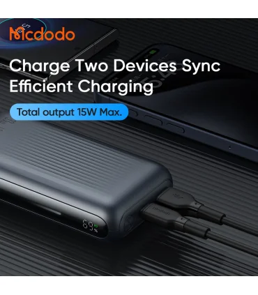 پاوربانک 10 هزار میلی امپر 33 واتی مک دودو مدل Power bank Mcdodo MC-453| پاوربانک 33 وات مک دودو 10 هزار میلی امپر 1 خروجی USB 1 خروجی TYPE-C برند اورجینال مک دودو 