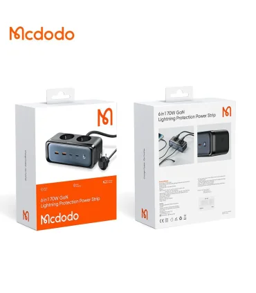 شارژر و چند راهی 70 وات مک دودو مدل MCDODO GaN CH-461| شارژر و چند راهی 70 وات مک دودو مدل MCDODO GaN CH-461 شارژر و چند راهی 2 خروجی پریز 2 خروجی USB 2 خروجی تایپ سی تکنولوژی گن 70 وات برند اورجینال مک دودو 