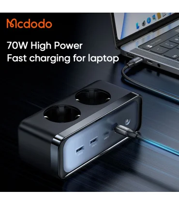 شارژر و چند راهی 70 وات مک دودو مدل MCDODO GaN CH-461| شارژر و چند راهی 70 وات مک دودو مدل MCDODO GaN CH-461 شارژر و چند راهی 2 خروجی پریز 2 خروجی USB 2 خروجی تایپ سی تکنولوژی گن 70 وات برند اورجینال مک دودو 