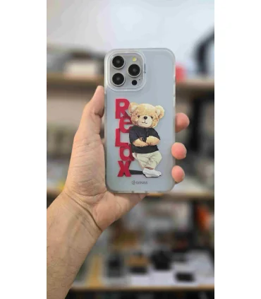 قاب برند جینس ایفون 15 پرو مکس کد3 Case GENISS Iphone 15 Pro Max| مناسب ایفون 15 پرو مکس طرح تدی لاو کیفیت ساخت بالا دکمه های نرم مقاومت بالا در برابر ضربه بسته بندی زیبا پورت های استاندارد رنگ طرح ثابت برند اورجینال GENISS 