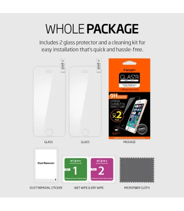 برچسب گلس اسپیگن پک دو عددی ایفون Glass Spigen 2 Pack, iPhone SE (2016) / 5S / 5C / 5|برچسب گلس اسپیگن پک دو عددی ایفون Glass Spigen 2 Pack, iPhone SE (2016) / 5S / 5C / 5مناسب ایفون 5/5اس پک 2 عددی کاملا شفاف کیفیت عالی برند اورجینال اسپیگن 