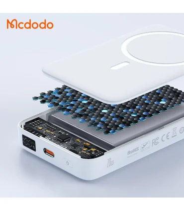 پاوربانک مگسیف دار مک دودو 10 هزار میلی امپر MCDODO MC-510| &nbsp;پاوربانک مگسیف دار&nbsp;مک دودو 10 هزار میلی امپر MCDODO MC-510 پاوربانک مک سیف دار 10 هزار میلی امپر 2 رنگ سفید و مشکی 10 وات کابلی کیفیت ساخت بالا برند اورجینال مک دودو