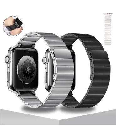 بند اپل واچ مگنتی لینک سایز 42/44/45/49 Magnetic Metal Link Band For Apple Watch