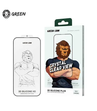 گلس گرین لاین سیلیکون پلاس ایفون 16 پرومکس Green Lion 3D Silicone Plus Glass iPhone 16 Pro Max