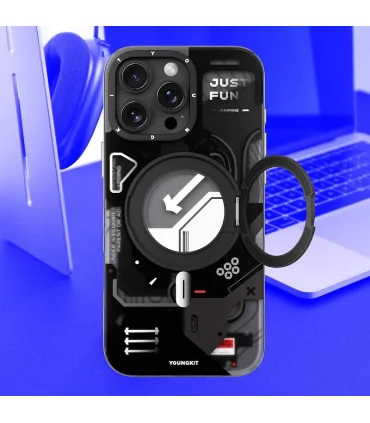 قاب یانگ کیت ایفون 16 پرو Youngkit Cyberpunk 360 rotation Ring Stand Iphone 16 Pro